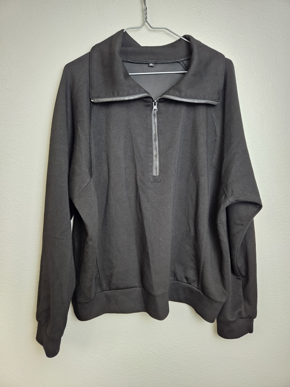 Women's Black V-Neck Half-Zip Sweater Size XL